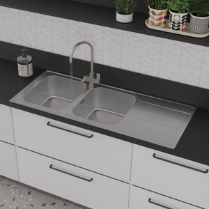 Pyramis Athena double bowl single drainer sink