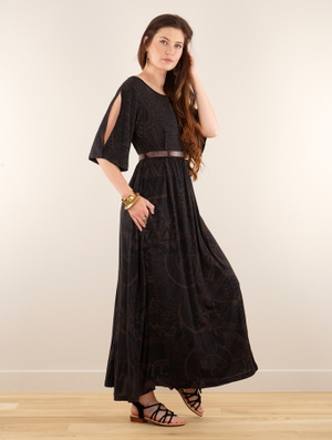 'Robe longue oversize imprimée "Eorynn Africa", Noir'