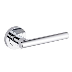 T-Bar Lever Door Handle on Rose - Polished Chrome - Pair - Designer Levers