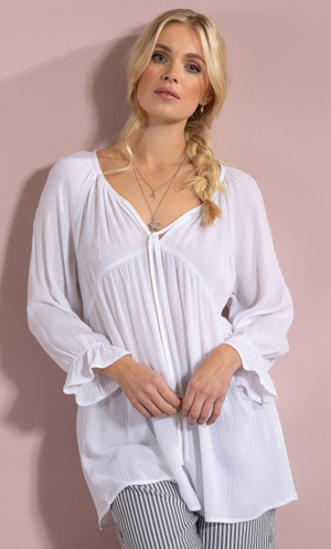 Textured Boho Top - White