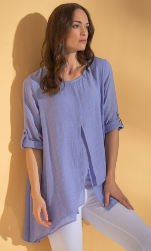 Layered Crinkle Tunic Top - Lavender