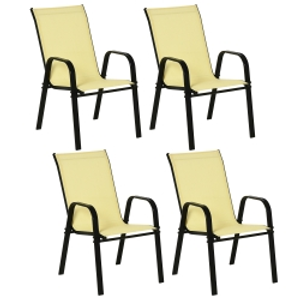 Outsunny Set of Four Stackable Mesh Seat Chairs - Beige