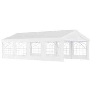 Outsunny 4 x 8m Heavy-duty Outdoor Carport Party Event Tent, Patio Gazebo Canopy Pavilion with 4 Sidewalls, 8 Windows, White