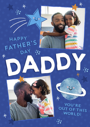 Two Photo Frames With Stars And Planets Photo Upload Father's Day Card