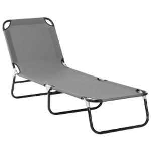 Outsunny Portable Folding Sun Lounger With 4-Position Adjustable Backrest Relaxer Recliner with Lightweight Frame Great for Pool or Sun Bathing Grey