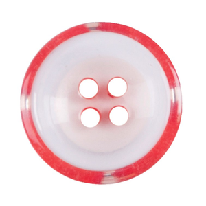 Milward Buttons - Size 17mm, 4 Hole, Clear/Red, Pack of 3