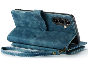 CaseMe Synthetic Leather Wallet Case with Zipper Pocket for Samsung Galaxy A54 - Teal