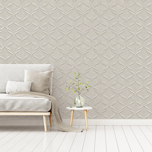 Vymura Milano Trellis Wave Stone Wallpaper - M95618