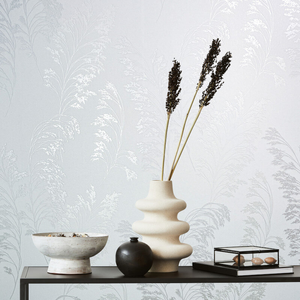Galerie Olio Grass Fronds White/Pearl Metallic Wallpaper - 82342