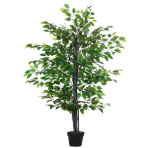 Outsunny Artificial Tree White Rose Floral in Pot, Fake Plant for Home Indoor Decor, 90cm, Purple