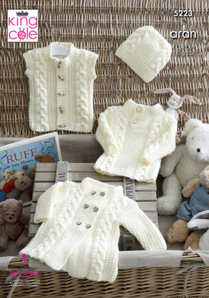 Coat, Sweater, Gilet and Hat in King Cole Comfort Aran (5223)