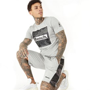 Bench Mens Sanlo T-Shirt And Shorts Set Grey Marl