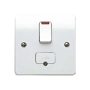 MK K370WHI 13A DP Switched Spur Bottom Flex with Neon Plate Logic Plus White