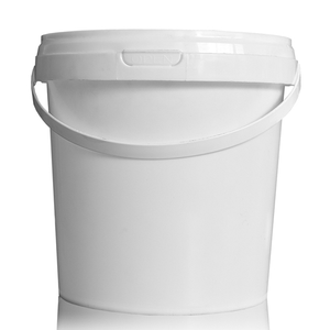 1L White Plastic Bucket With Handle With T/E Lid