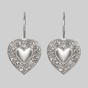 LOVE STRUCK. Heart Hoop Earrings - Silver - Silver
