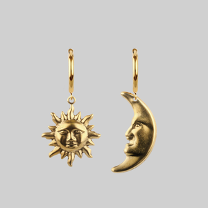 DAY TO NIGHT. Sun & Moon Hoop Earrings - Gold - Gold