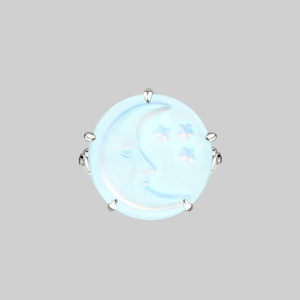 BLUE MOON. Crystal Moon & Star Ring - Silver