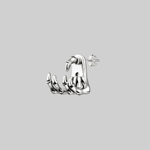 WRAITH. Silver Skeleton Hand Single Earring- Lobe/Helix - Silver / Single