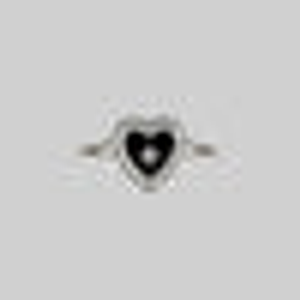 SOLEMN. Black Enamel Heart Ring - Silver - Silver / Medium