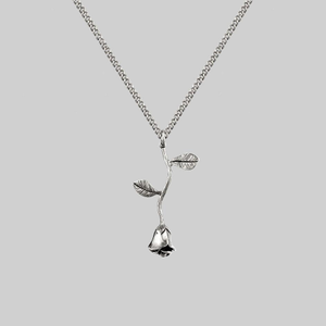 BELLADONNA. Rose Stem Charm Necklace - Silver - Silver