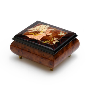 Handcrafted 23 Note Wood Inlay Design Featuring An Angel Playing A Horn / Duduk