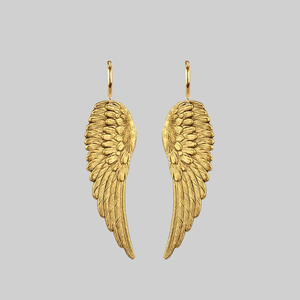 FALLEN SAINT. Angel Wing Hoop Earrings - Gold - Gold