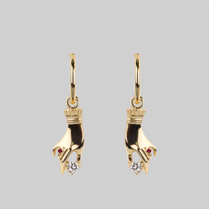 MILDRED. Disembodied Hand Hoop Earrings - Gold