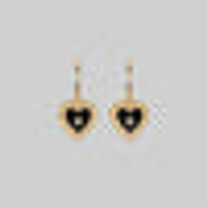 SOLEMN. Black Enamel Heart Hoop Earrings - Gold