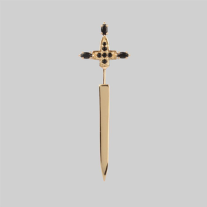 SLAY. Black Spinel Gold Dagger Single Earring