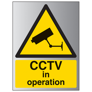 CCTV In Operation - Portrait 200 x 300 mm - 3mm Brushed Aluminium Com