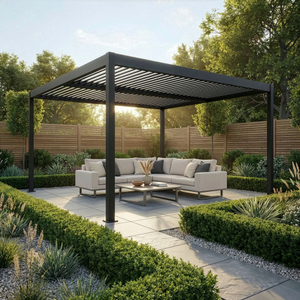 Maze - Como 4m x 4m Aluminium Metal Outdoor Garden Pergola - Grey