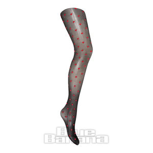 Blue Banana Hearts Tights (Black/Red)