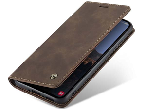 CaseMe Slim Synthetic Leather Wallet Case with Stand for Samsung Galaxy A54 - Chocolate