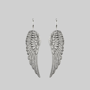 FALLEN SAINT. Angel Wing Hoop Earrings - Silver
