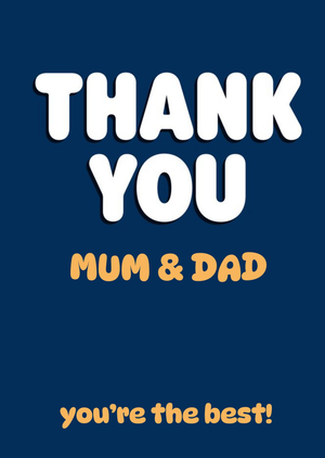 Typographic Mum And Dad Thank You Card
