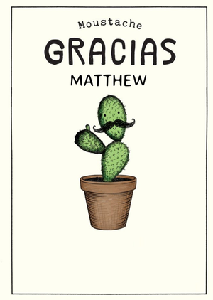 Moustache Gracias Thank You Card