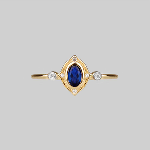 HAWTHORNE. Detailed Royal Blue Gold Ring