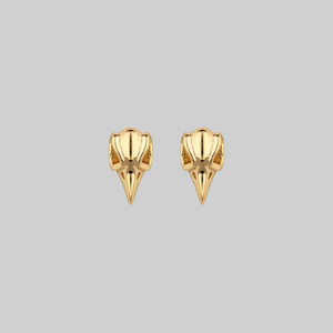 MERLA. Raven Skull Earrings - Gold - Gold / Pair