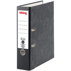 Viking Wide Lever Arch File A4 80 mm Black 2 Rings Cardboard Marbled Portrait