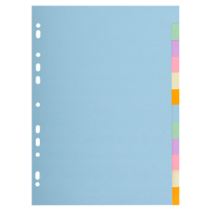 Exacompta Blank Dividers A4 Assorted 12 Part 170 gsm Cardboard 11 Holes 1612E