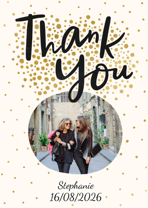 Gold Confetti Photo Upload Thank You Card