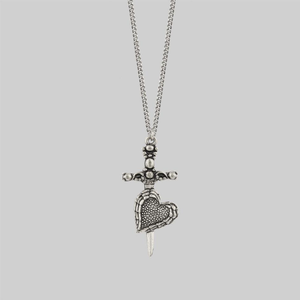 FORBIDDEN. Heart Dagger Necklace - Silver - Silver
