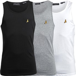Brave Soul Mens Giza Three Pack Vests Black/White/Light Grey Marl