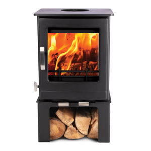 Mazona Ripley 5kW Multifuel Woodburning Stove, With Log Store, Freestanding, Eco Design Approved, Defra Approved