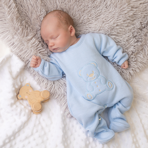 Blue Teddy Knitted Onesie