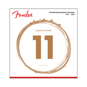 Fender Phosphor Bronze Acoustic Guitar Strings, Ball End, 60CL .011-.052 Gauges, (6)