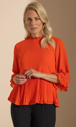 Chiffon Pleated Hem Top - Poppy