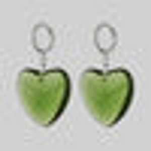 MINNA. Large Green Glass Heart Hoop Earrings - Silver
