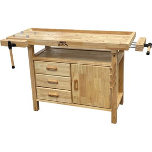 Lumberjack Woodworking Bench with 3 Drawers On-board Cabinet and