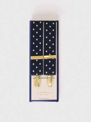 Navy & Cream Spotty Braces